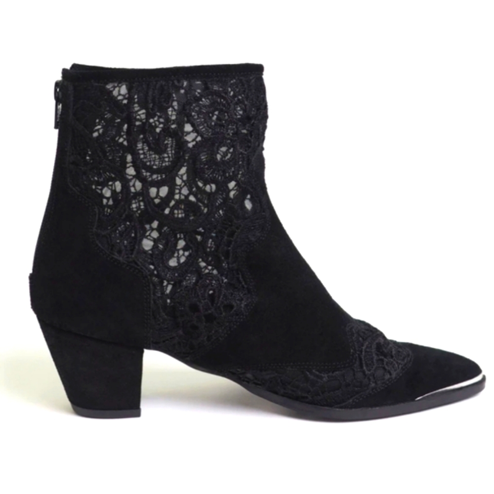One Teaspoon Sanderson Black Lace and Suede Ankle Boots. Size: 38=8.